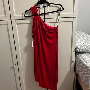 Calvin Klein One Shoulder Red Dress NWT